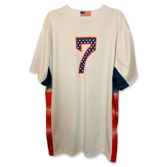 VSA Baseball Jersey V-Neck Button Up Patriotic Short Sleeve Mens 2X White - Picture 3 of 6